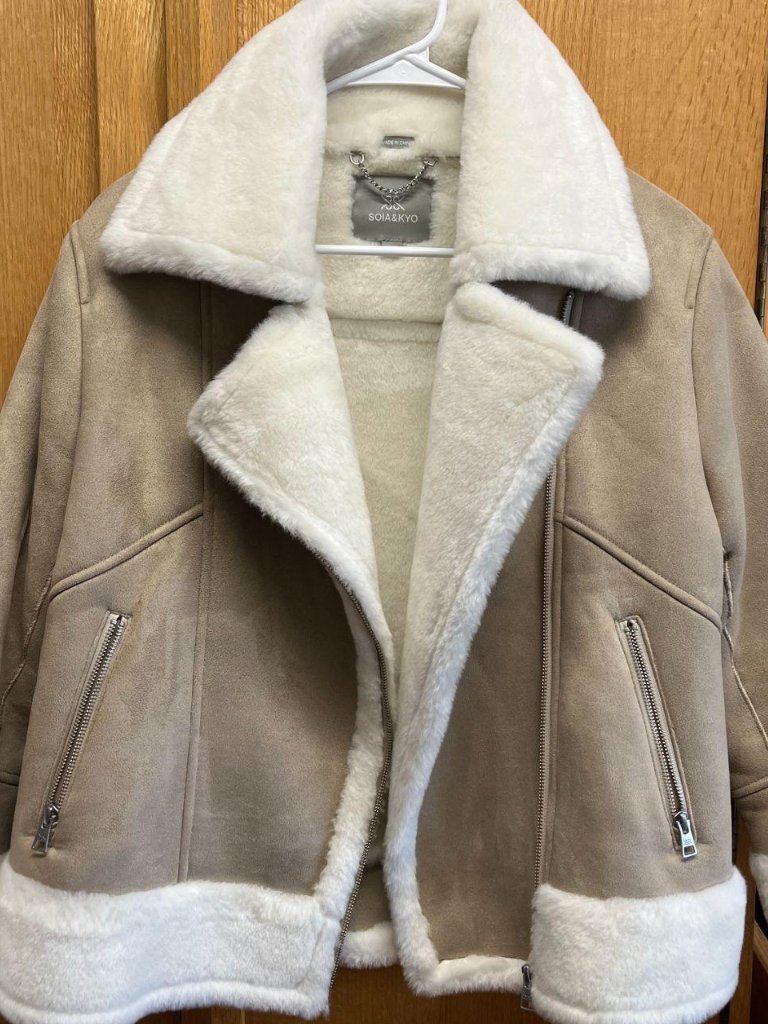Soia & Kyo Phoebe Faux-Sherpa Moto Jacket X-Small